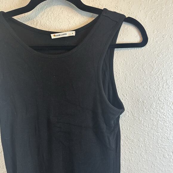 Marine Layer Lexi Rib Daytime Midi Dress Black Size Medium Casual Minimalist - Picture 4 of 9